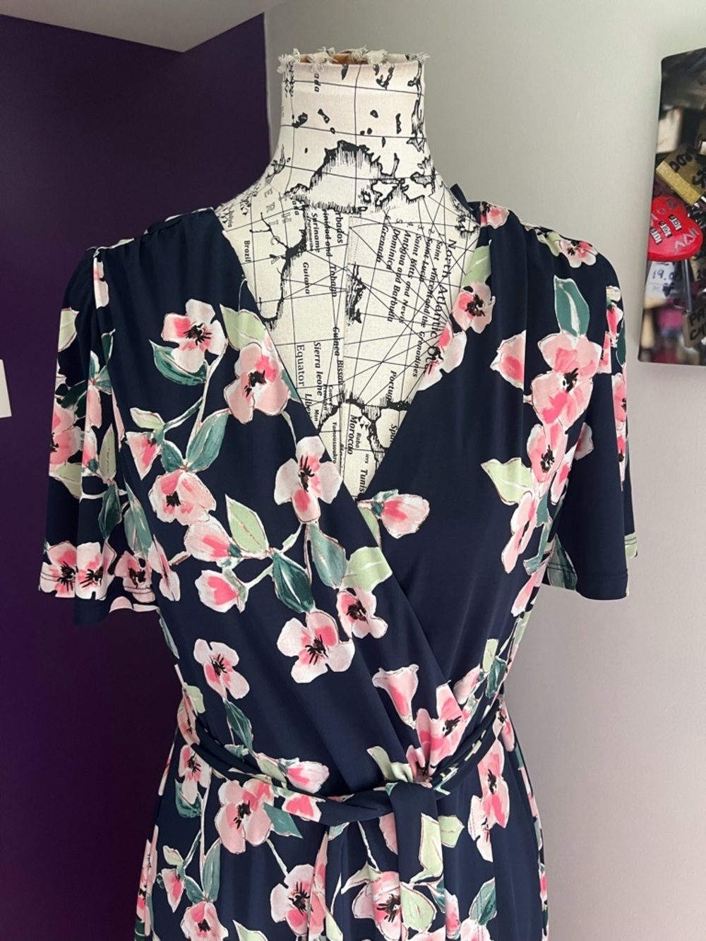 Eliza J Navy & Floral Faux Wrap Dress - Picture 2 of 9